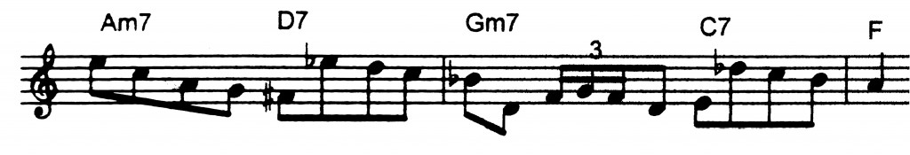 Turnaround Jazz lick that uses b9 over V7 chords.